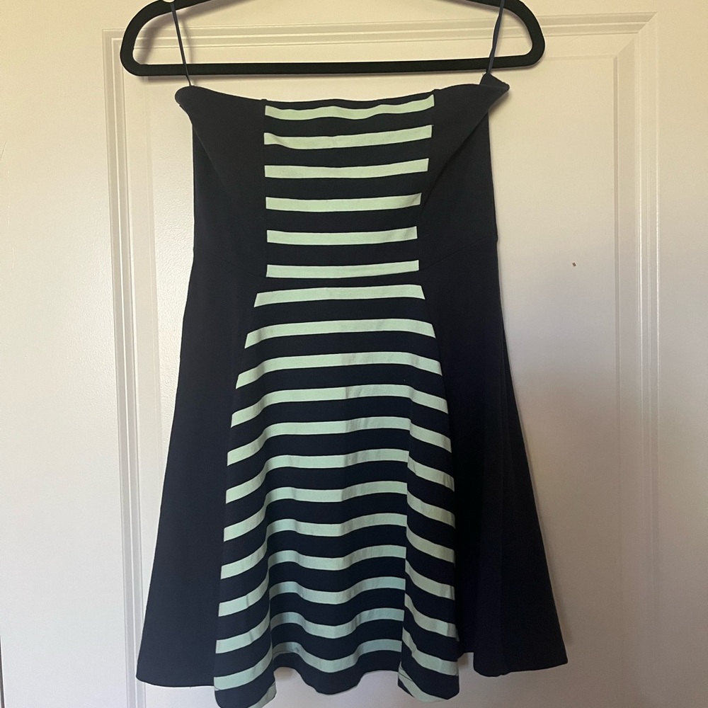 Woman’s dress. Navy blue with stripes. Brand Express. Size S/P.